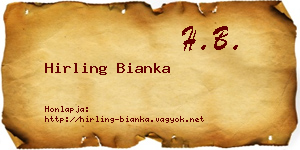 Hirling Bianka névjegykártya